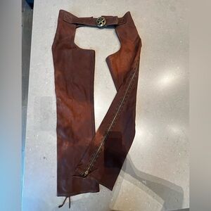 Custom Western Leather Shotgun Chaps - Baron Solid Brass Star - 34 - 40
